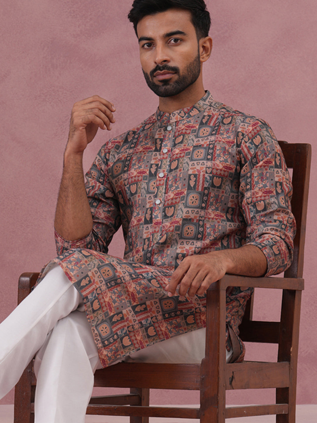 Abstract Printed Cotton Blend Kurta