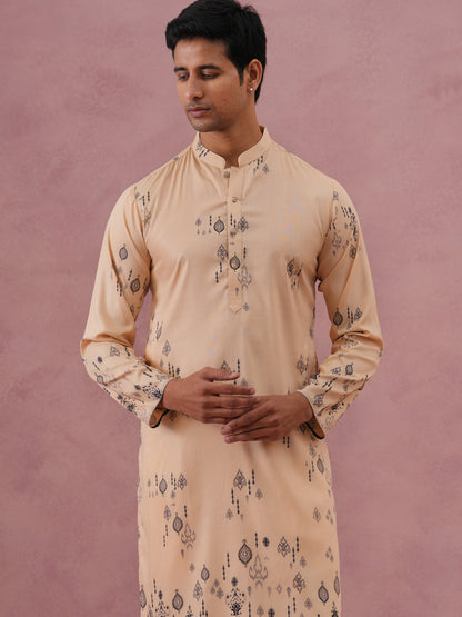 Men'S Foil Printed Festive Kurta