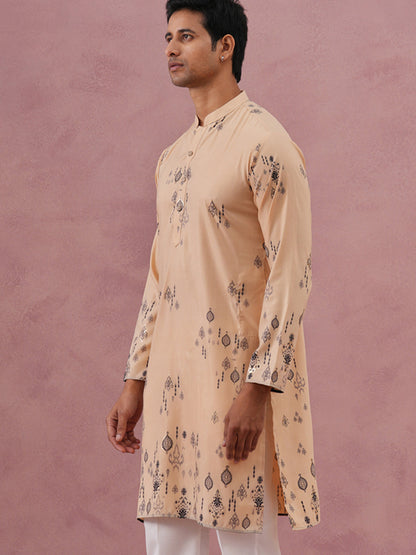 Men'S Foil Printed Festive Kurta