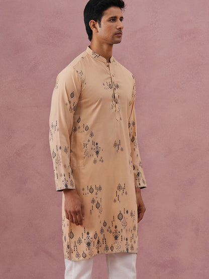 Men'S Foil Printed Festive Kurta