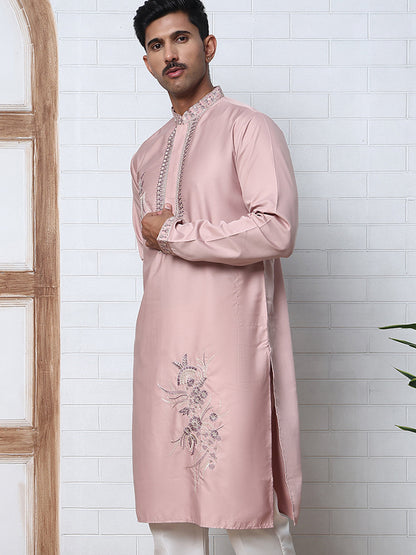 Men’S Silk Blend Embroidered Kurta
