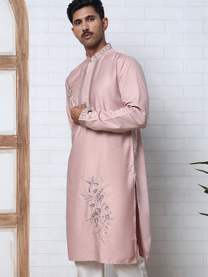 Men’S Silk Blend Embroidered Kurta