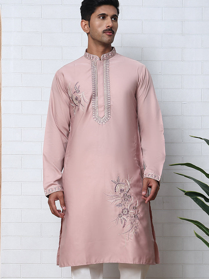 Men’S Silk Blend Embroidered Kurta