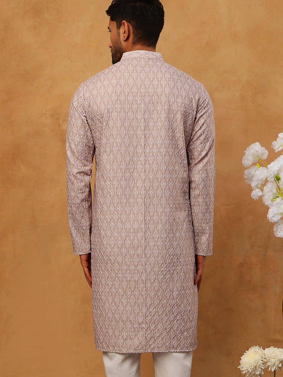 Cotton Blend Printed &amp; Embroidered Kurta
