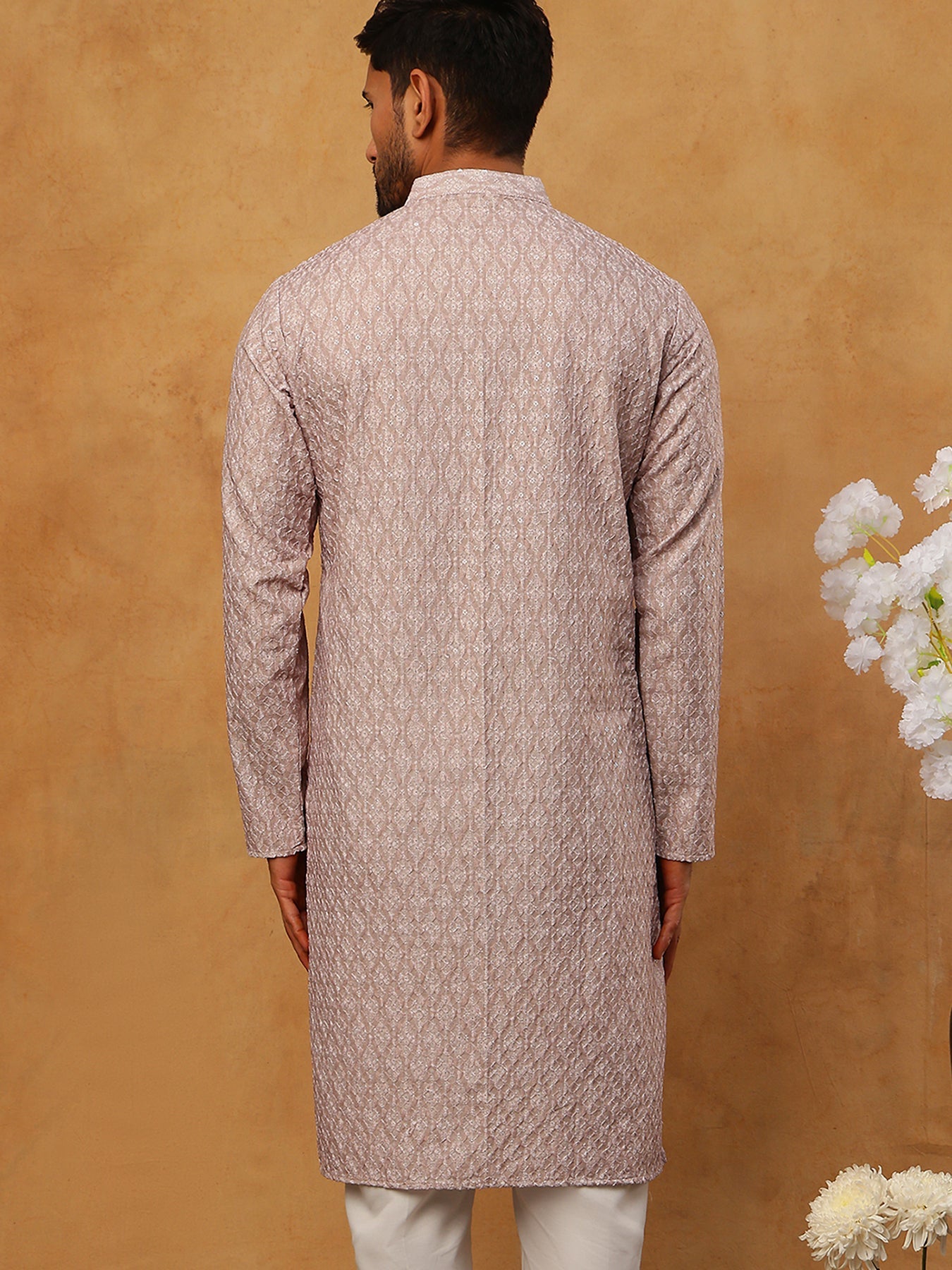Cotton Blend Printed & Embroidered Kurta
