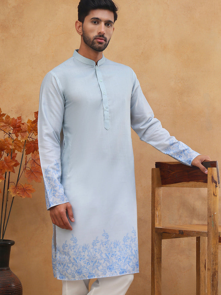 Men’S Cotton Blend Printed Kurta