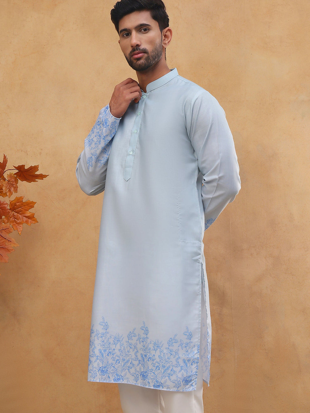 Men’S Cotton Blend Printed Kurta