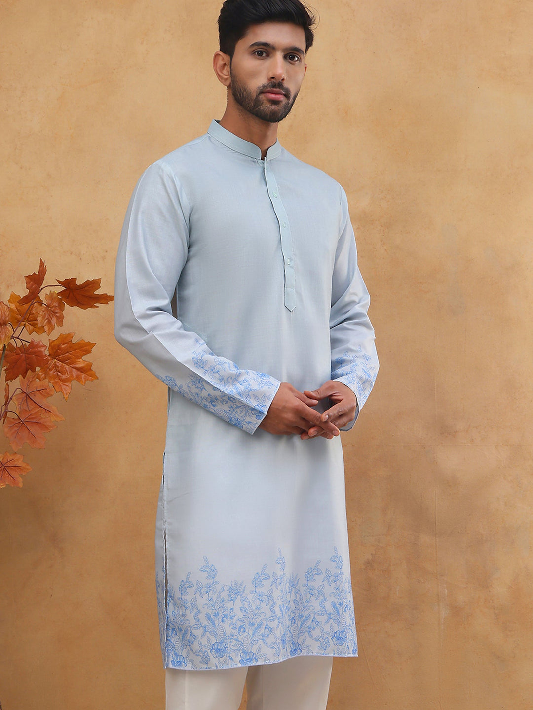 Men’S Cotton Blend Printed Kurta