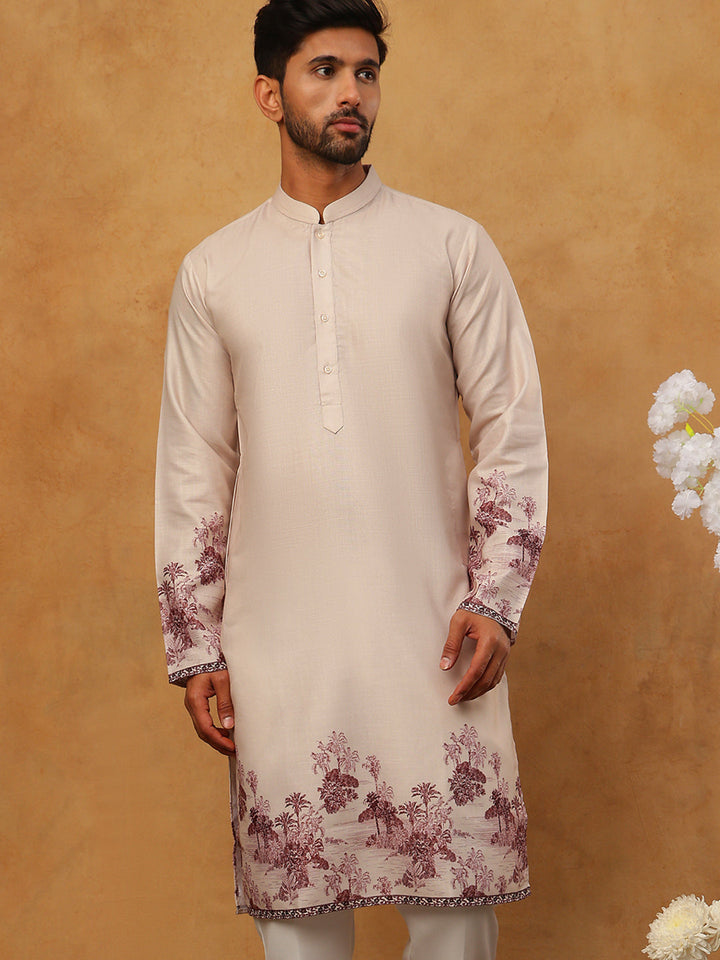 Men’S Cotton Blend Printed Kurta