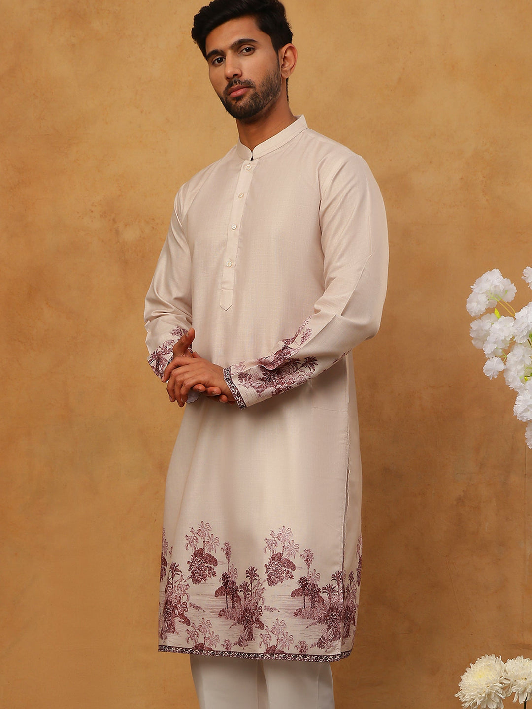 Men’S Cotton Blend Printed Kurta