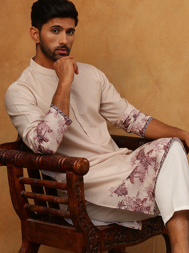 Men’S Cotton Blend Printed Kurta