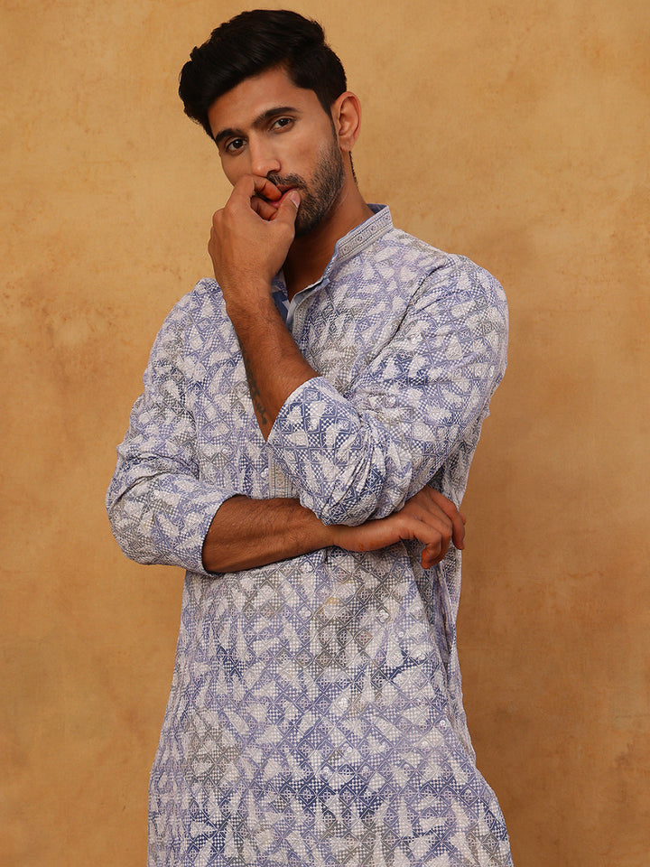 Printed &amp; Embroidered Kurta