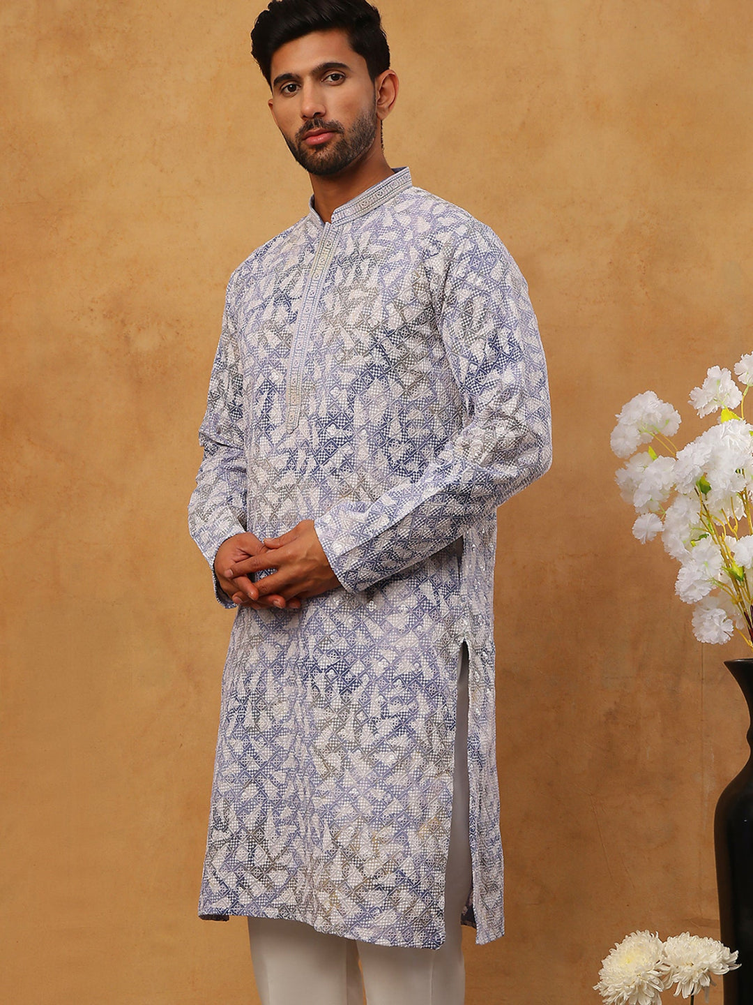 Printed &amp; Embroidered Kurta