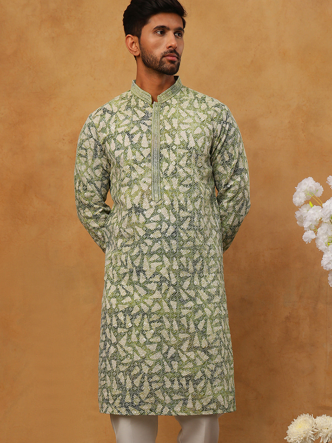Printed &amp; Embroidered Kurta