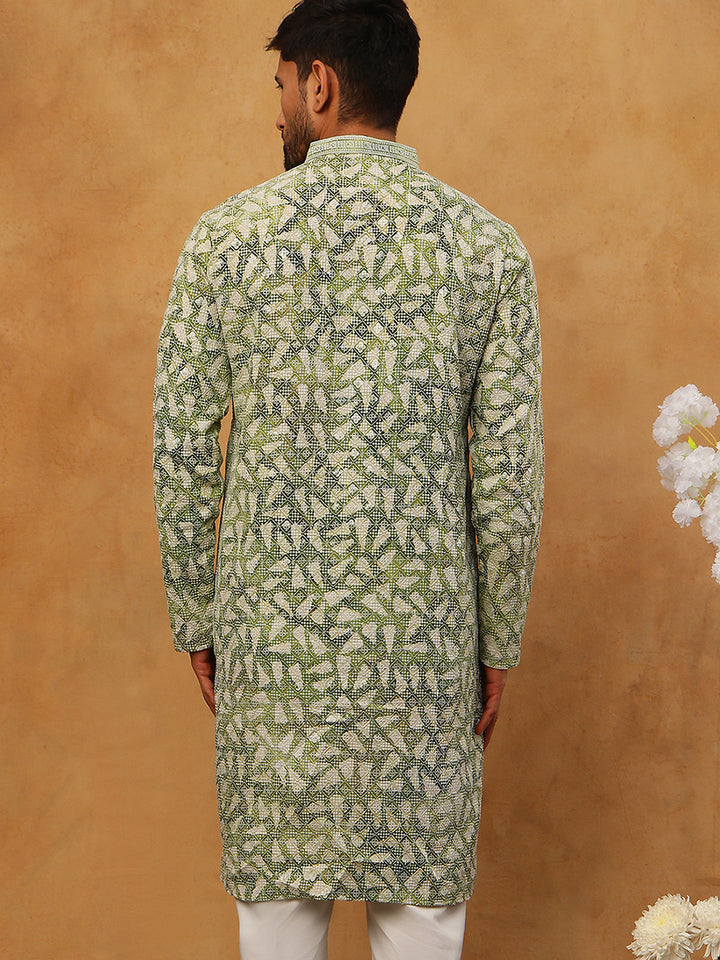 Printed &amp; Embroidered Kurta
