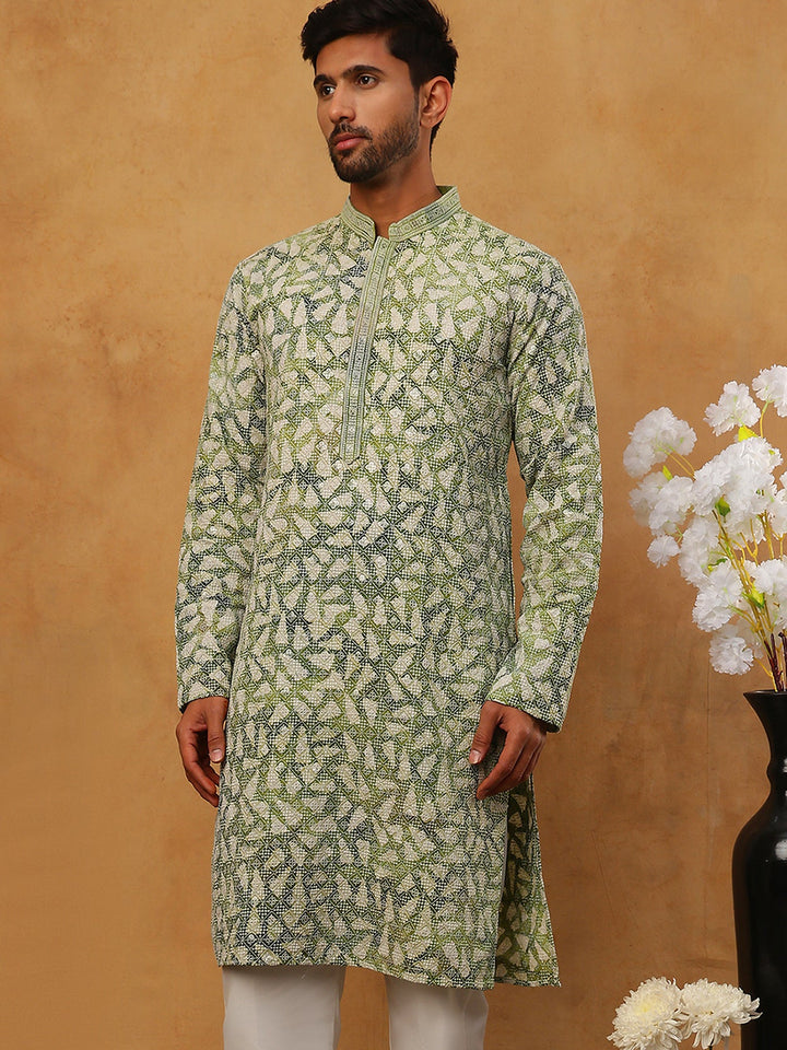 Printed &amp; Embroidered Kurta