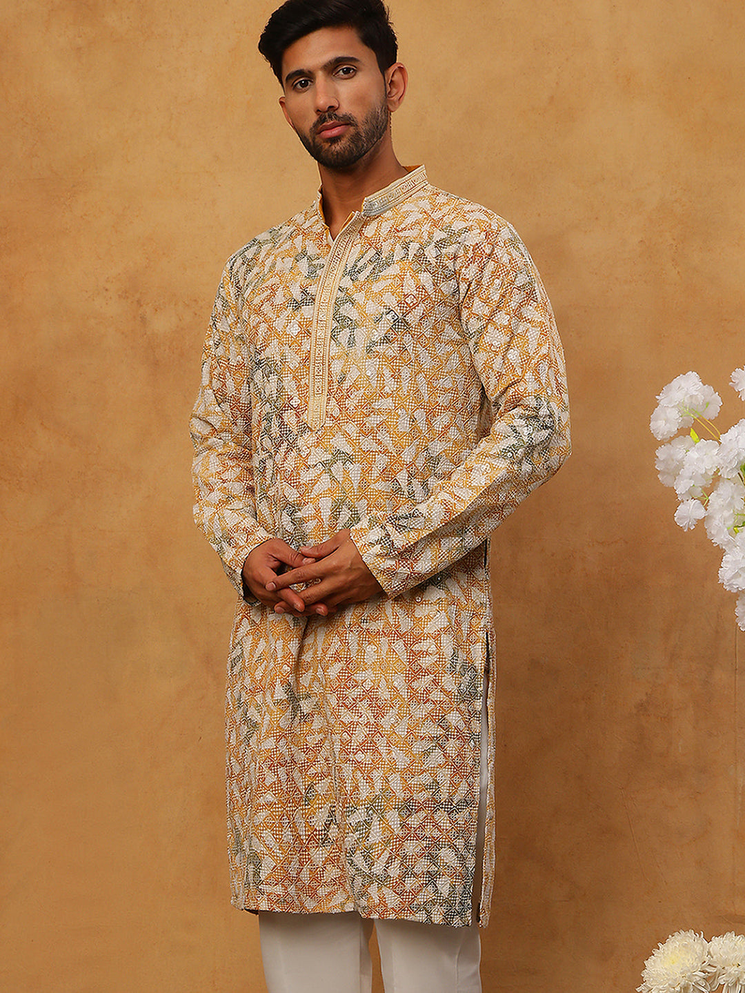 Printed &amp; Embroidered Kurta