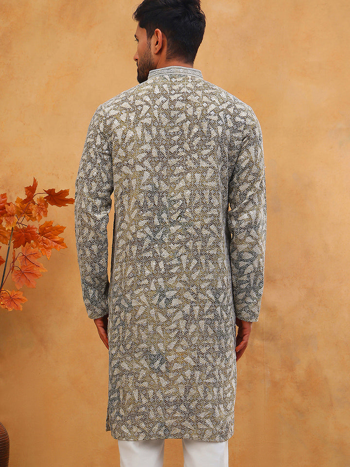 Printed &amp; Embroidered Kurta