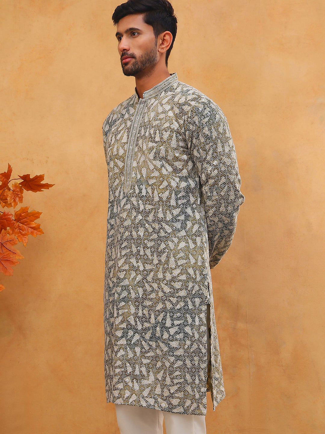 Printed &amp; Embroidered Kurta