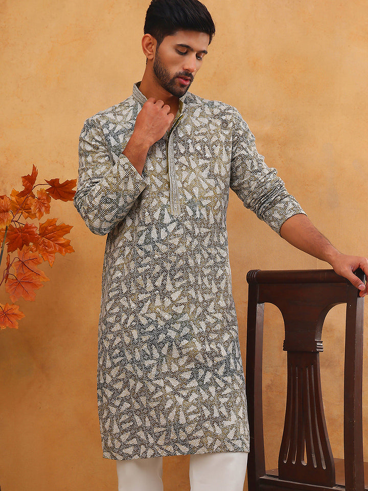 Printed &amp; Embroidered Kurta