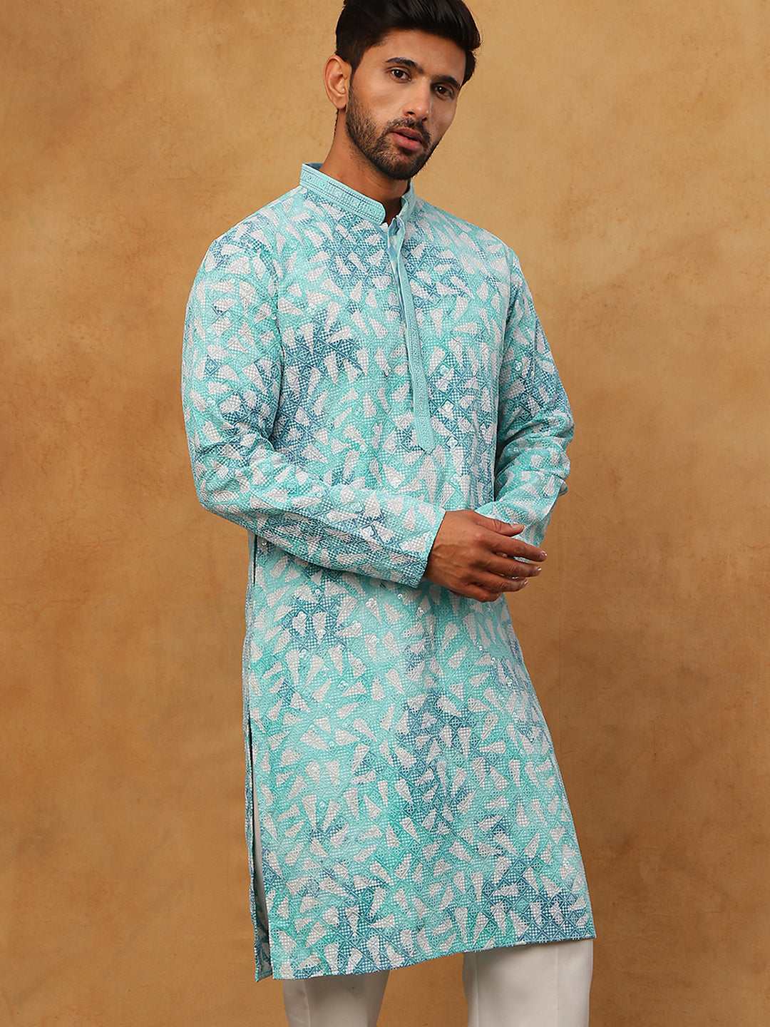 Printed &amp; Embroidered Kurta