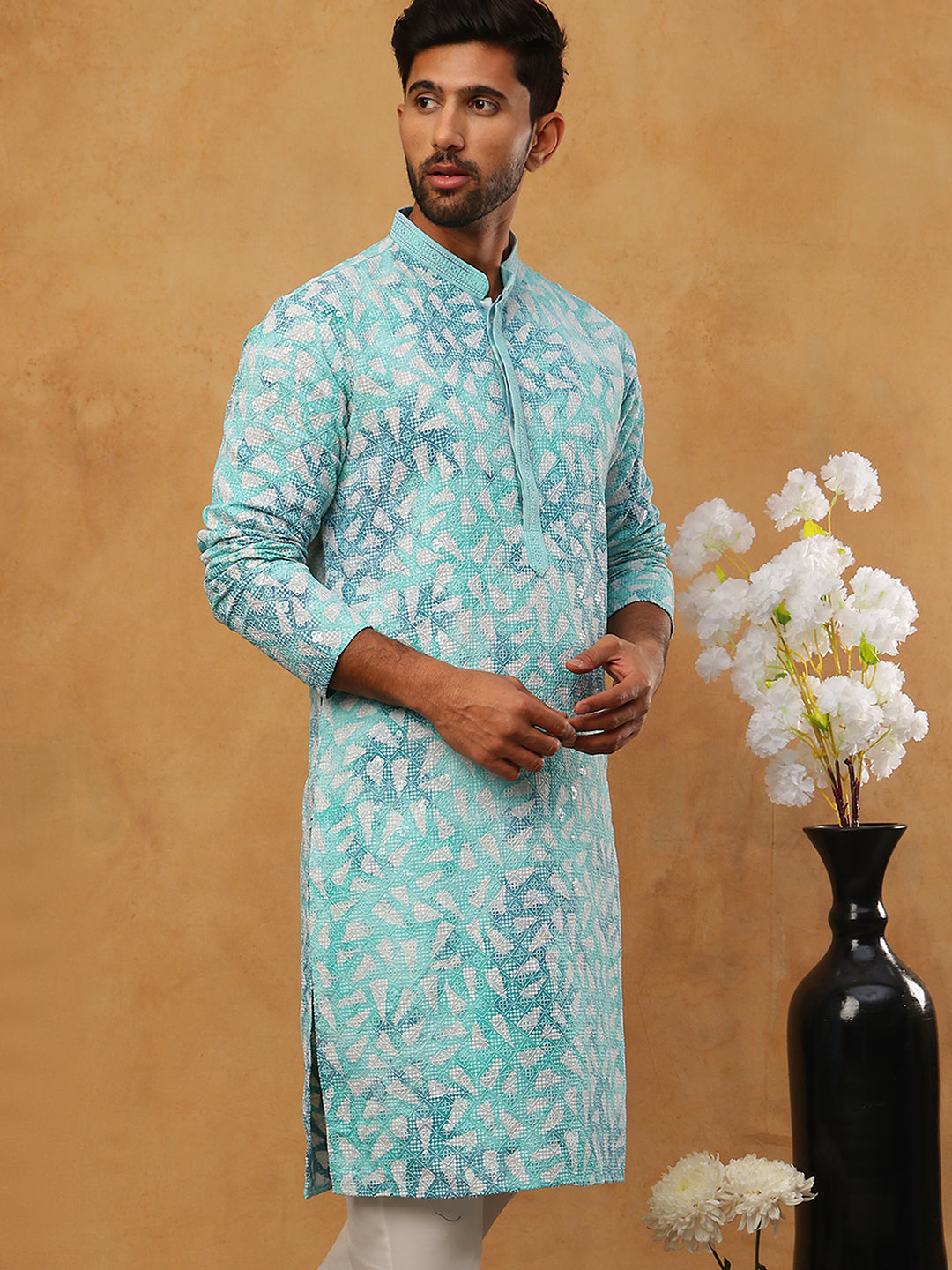 Printed &amp; Embroidered Kurta