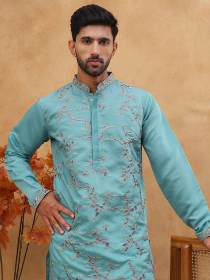 Embroidered Silk Blend Kurta
