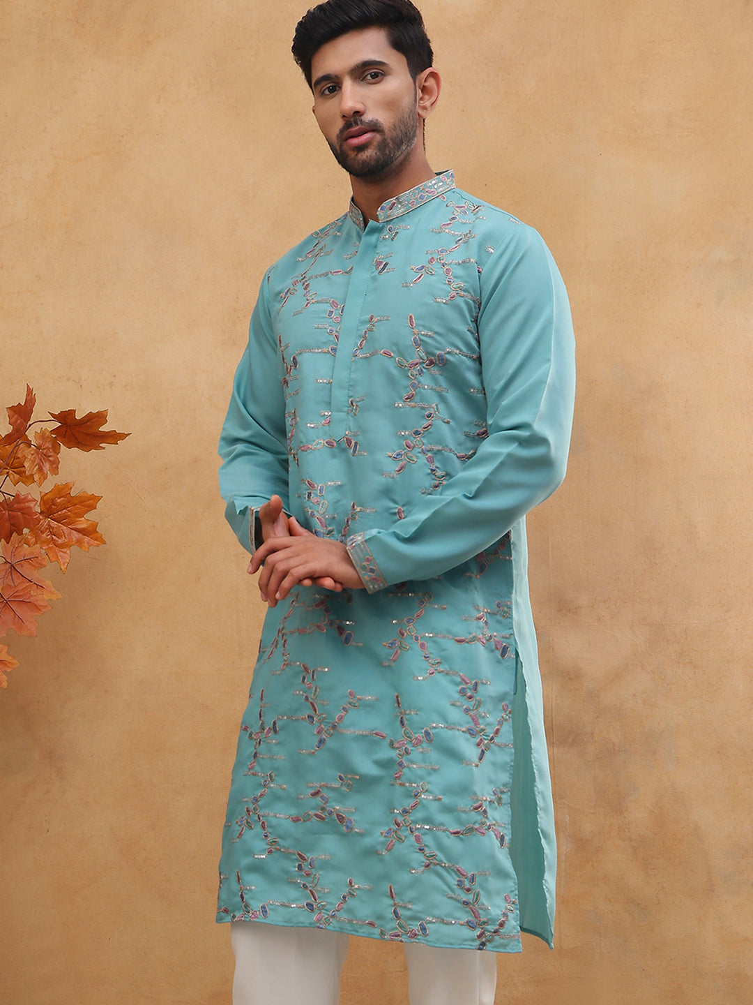Embroidered Silk Blend Kurta