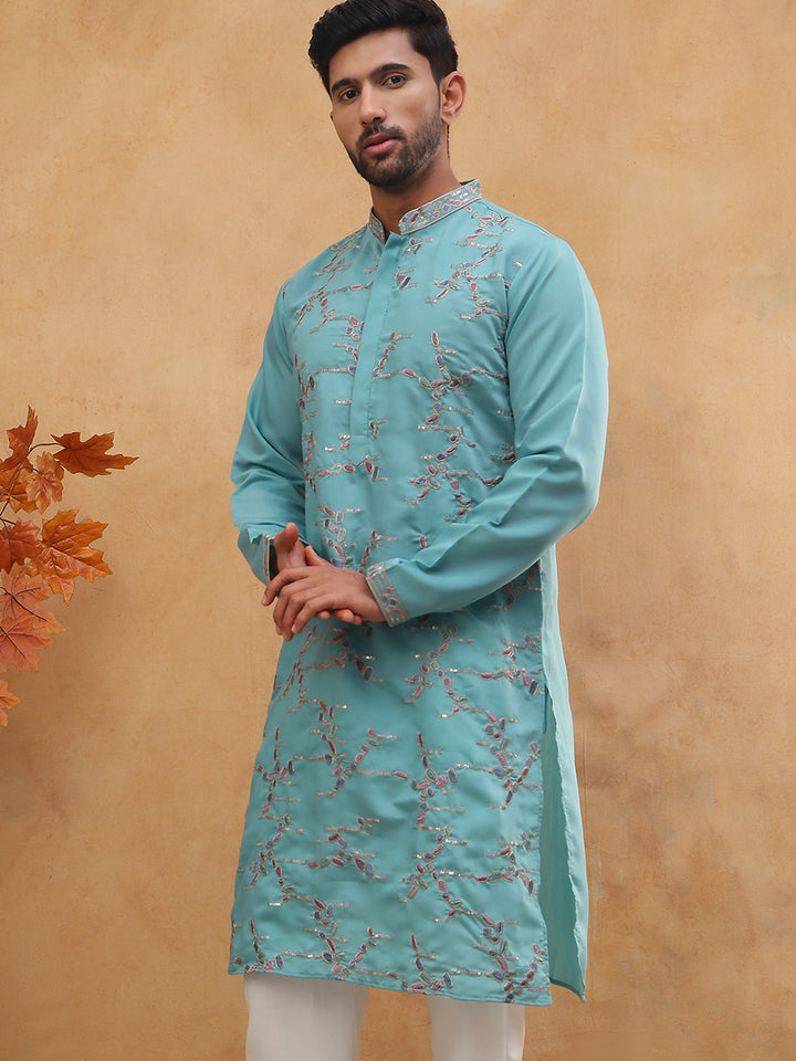 Embroidered Silk Blend Kurta