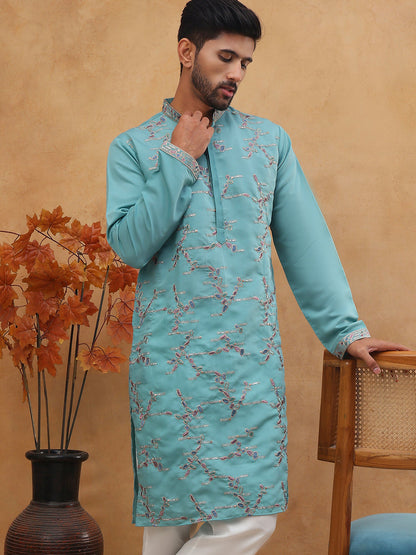 Embroidered Silk Blend Kurta
