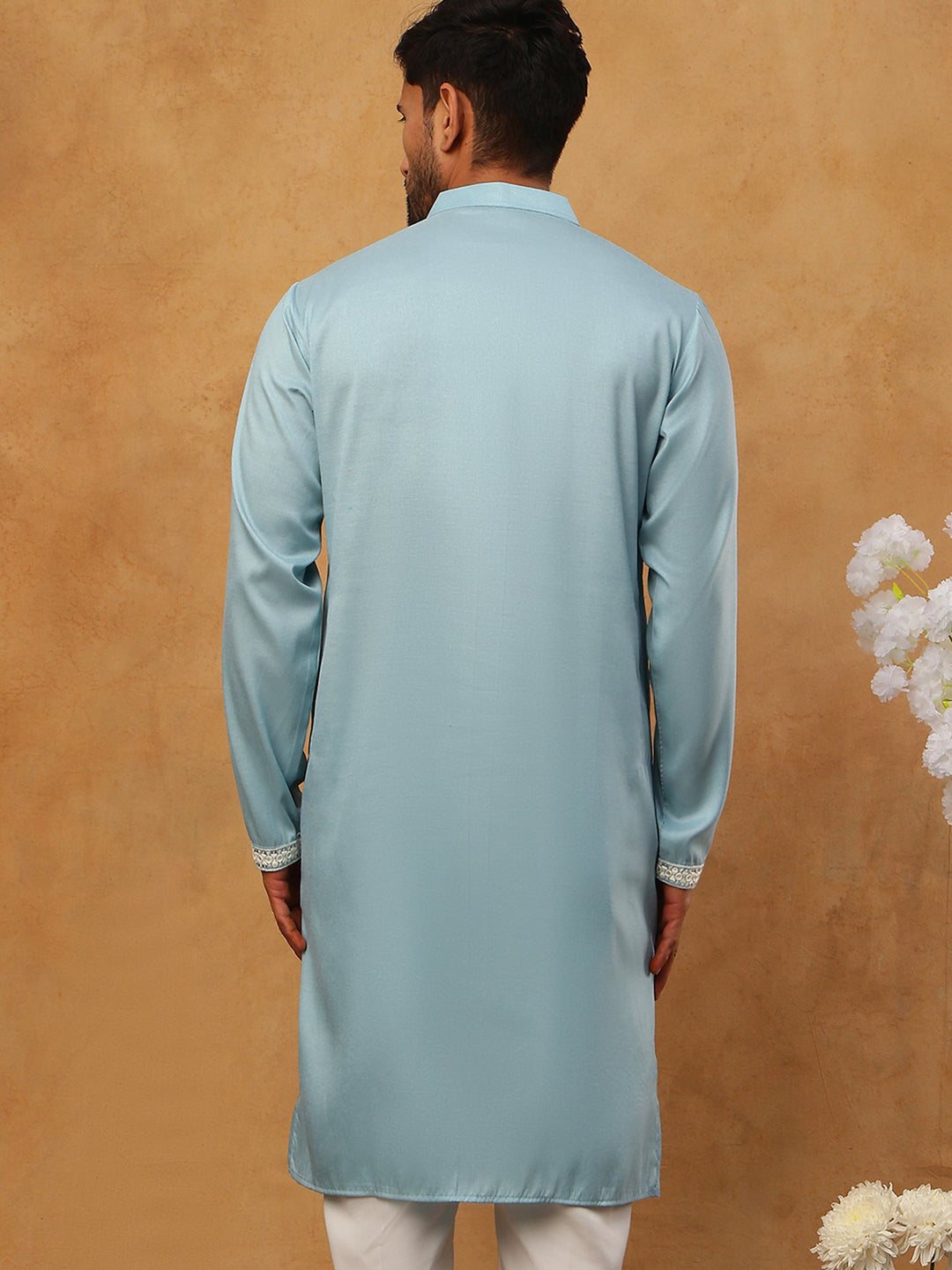 Traditional Silk Blend Embroidered Kurta