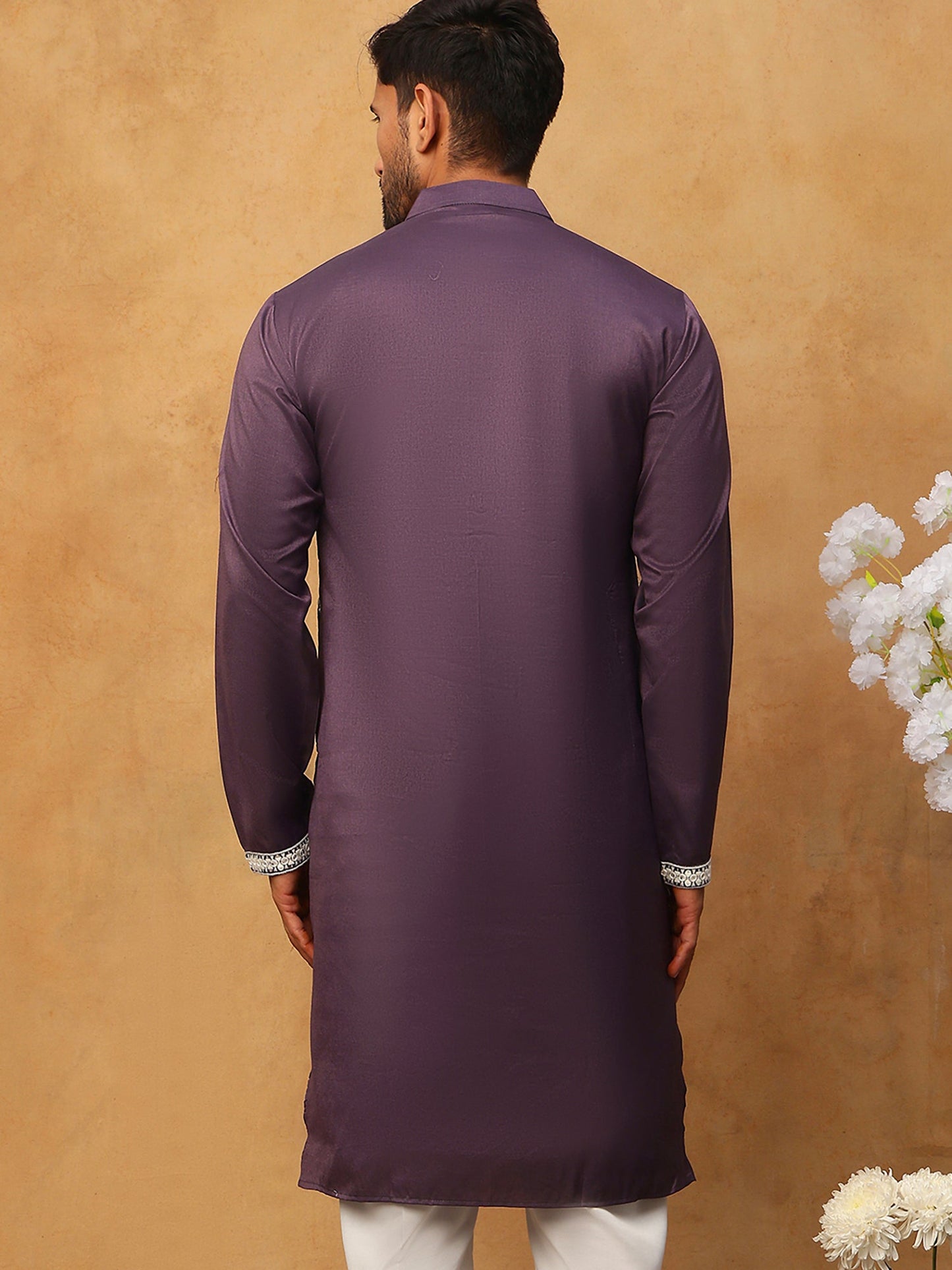 Traditional Silk Blend Embroidered Kurta