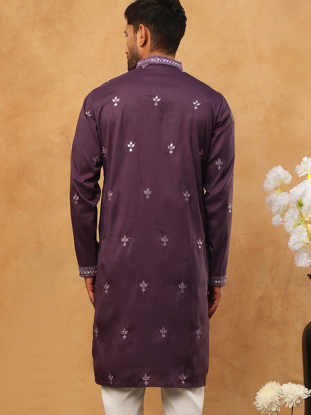 Festive Wear Silk Blend Embroidered Kurta