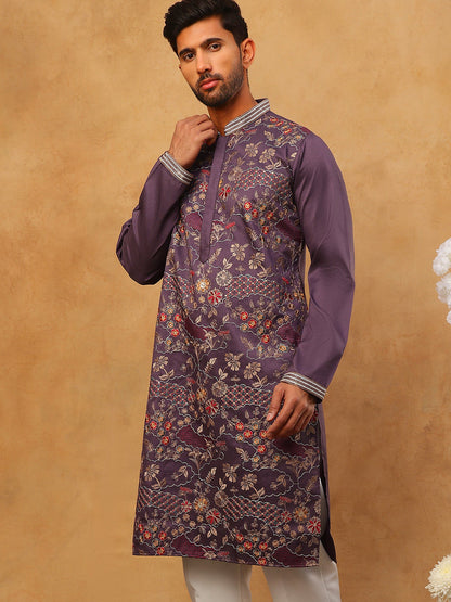 Premium Silk Blend Embroidered Kurta