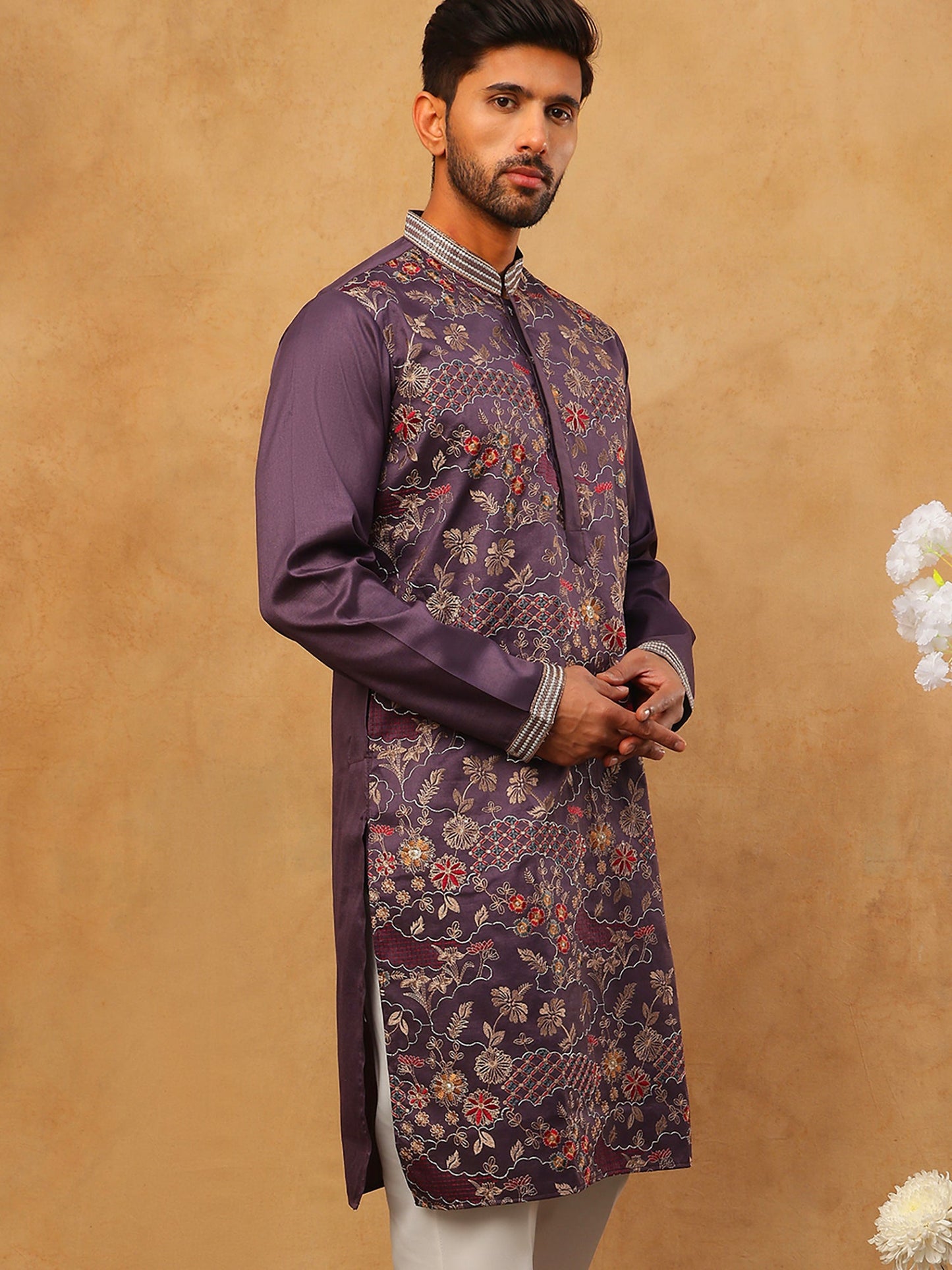 Premium Silk Blend Embroidered Kurta