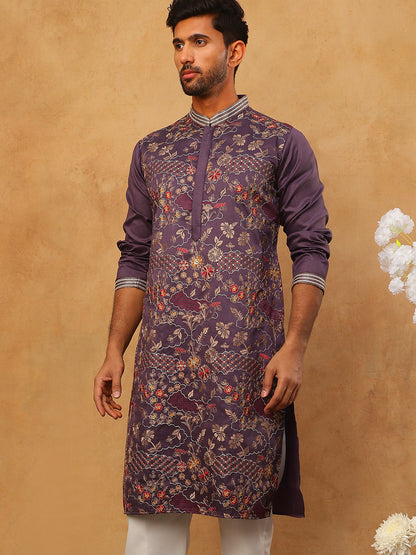 Premium Silk Blend Embroidered Kurta
