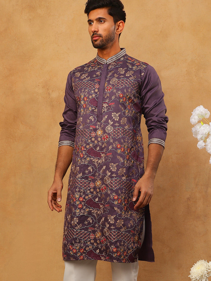 Premium Silk Blend Embroidered Kurta