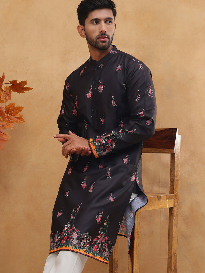 Cotton Blend Printed Straight Kurta