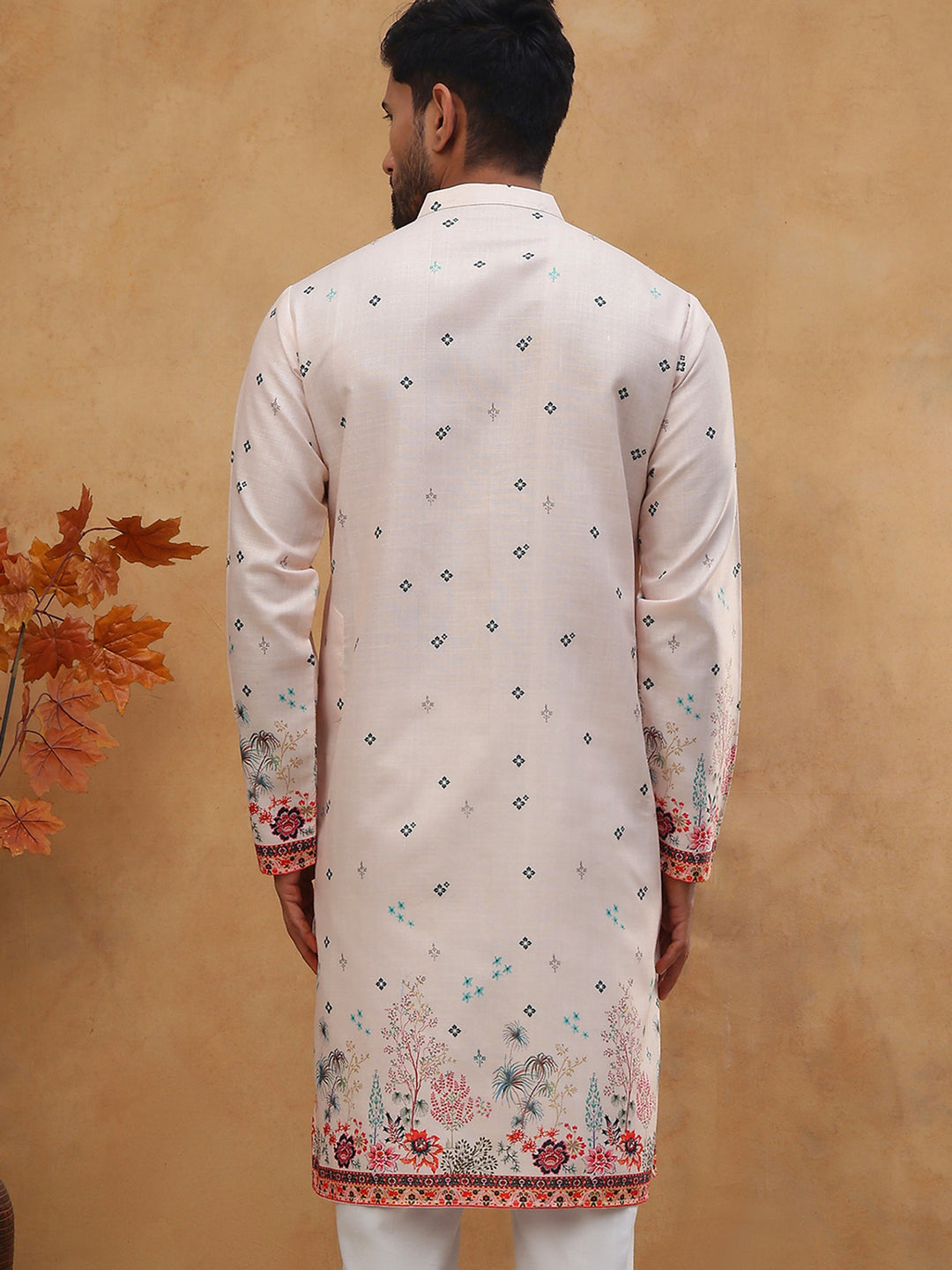 Cotton Blend Printed Straight Kurta