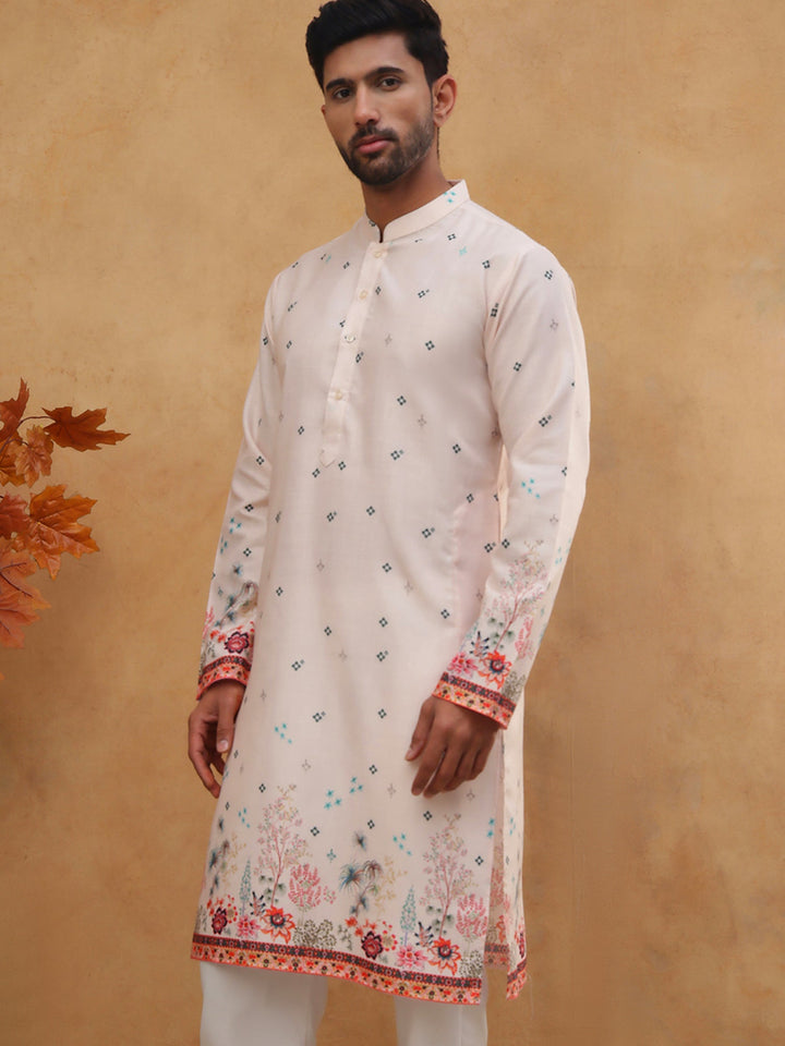 Cotton Blend Printed Straight Kurta