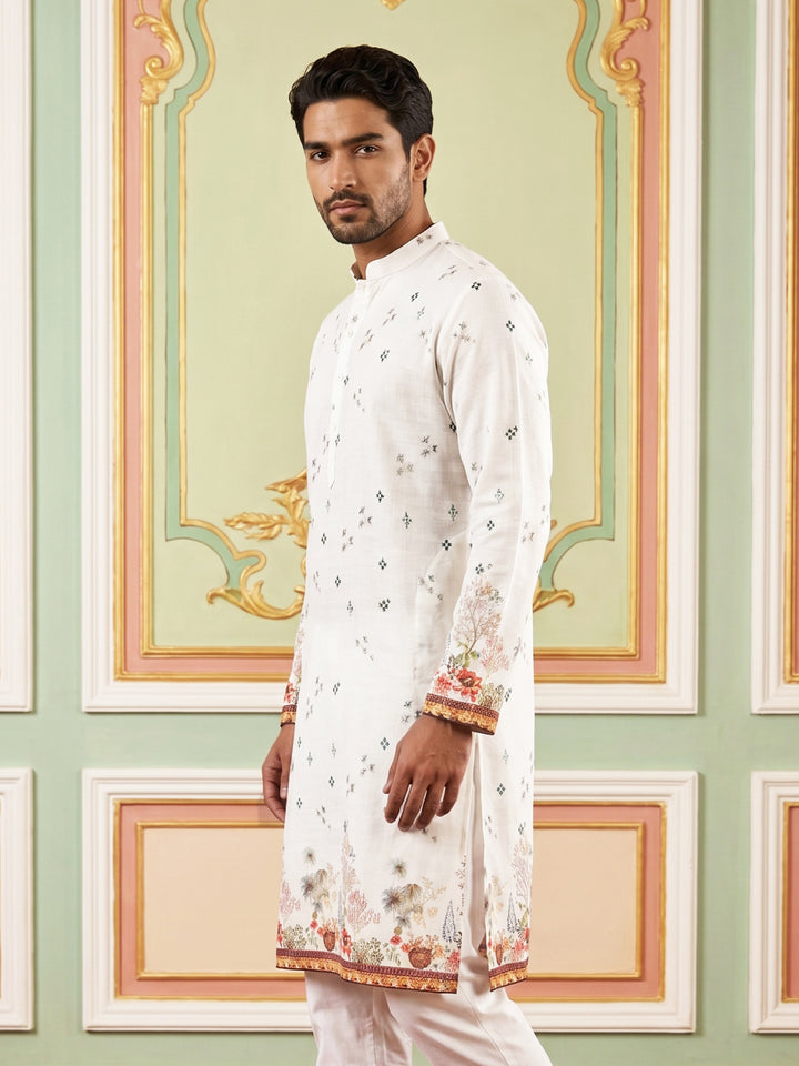 Cotton Blend Printed Straight Kurta