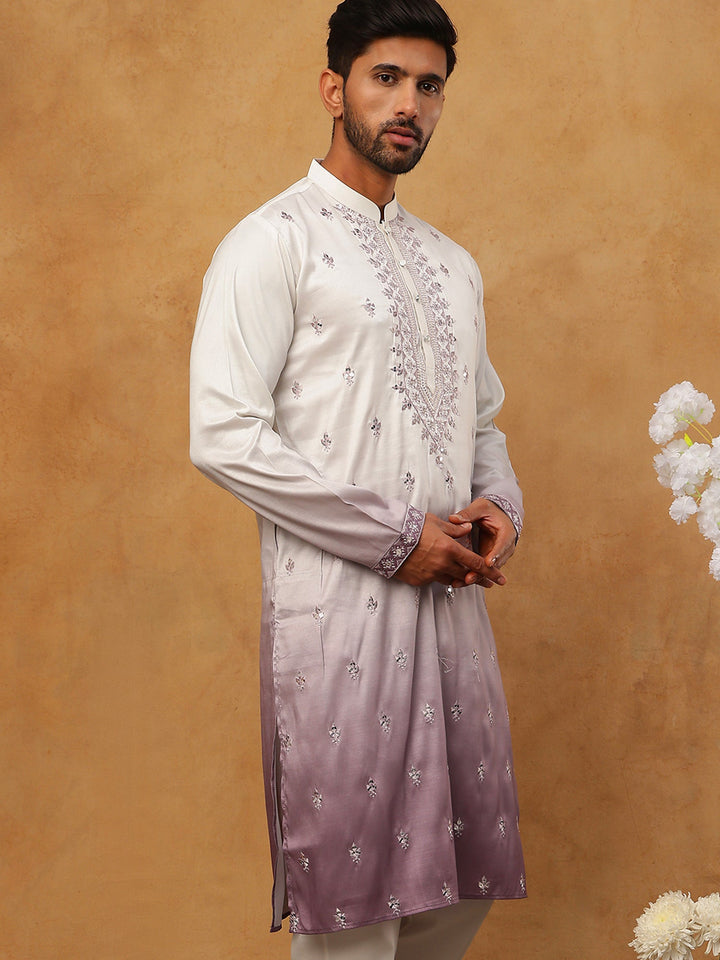 Festive Wear Silk Blend Embroidered Kurta