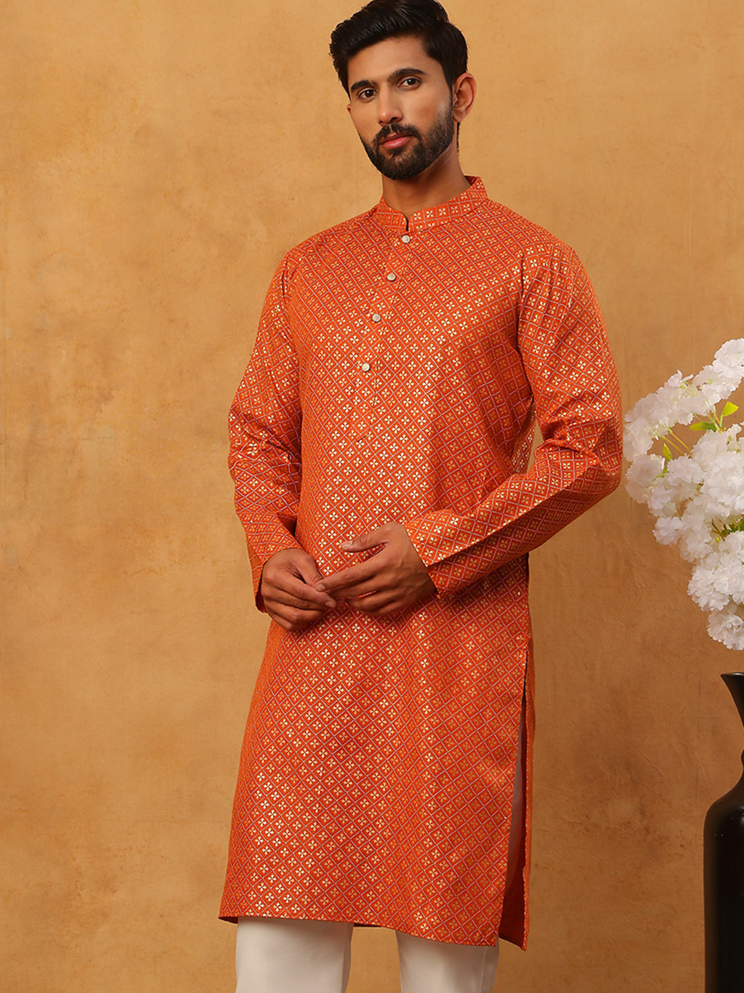 Festive Cotton Blend Printed Kurta