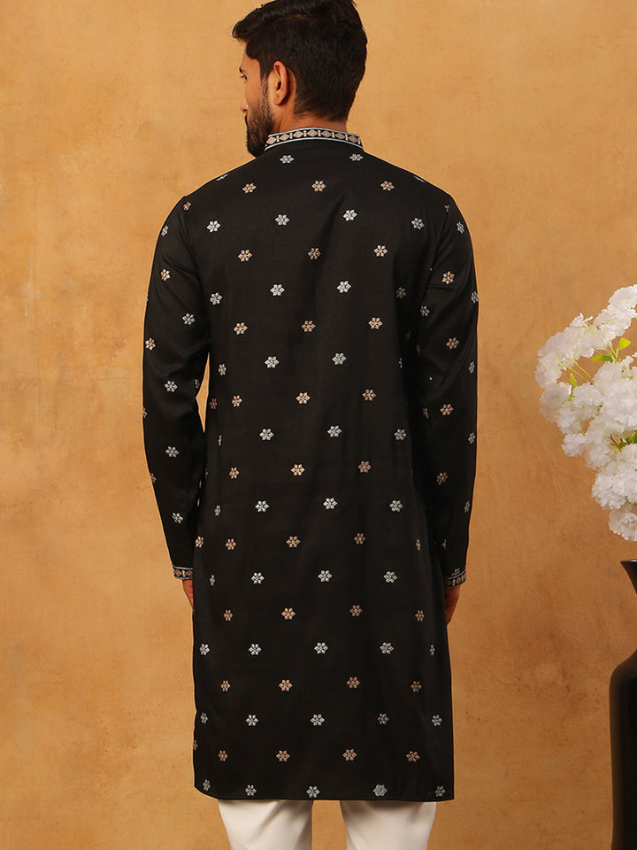 Ethnic Silk Blend Foil Print Kurta