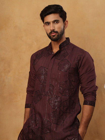Silk Blend Embroidered Kurta