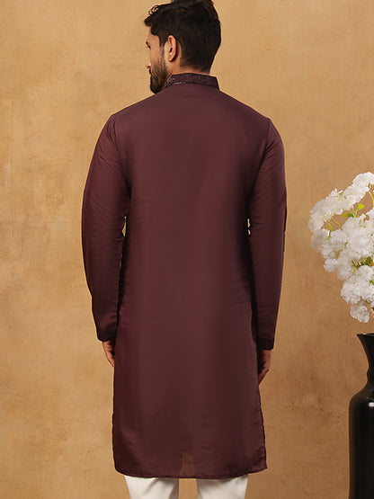 Silk Blend Embroidered Kurta