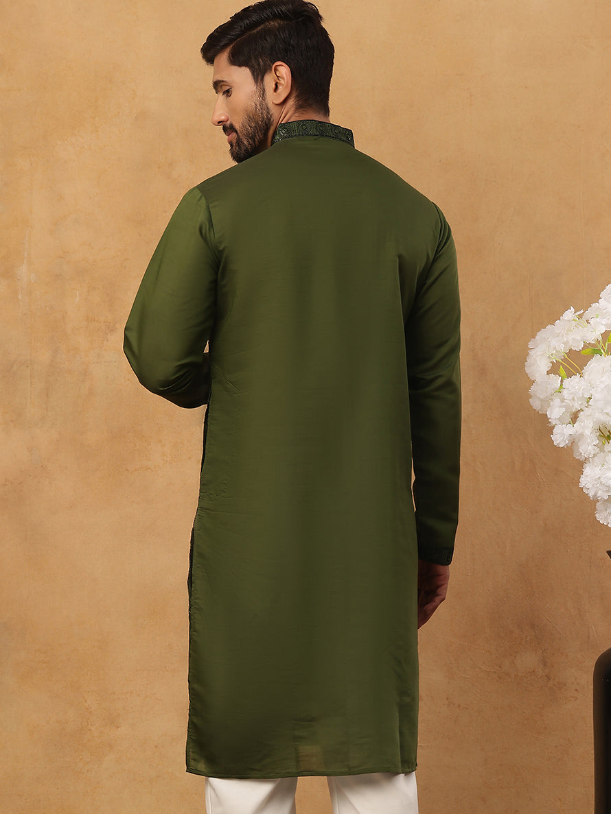 Silk Blend Embroidered Kurta
