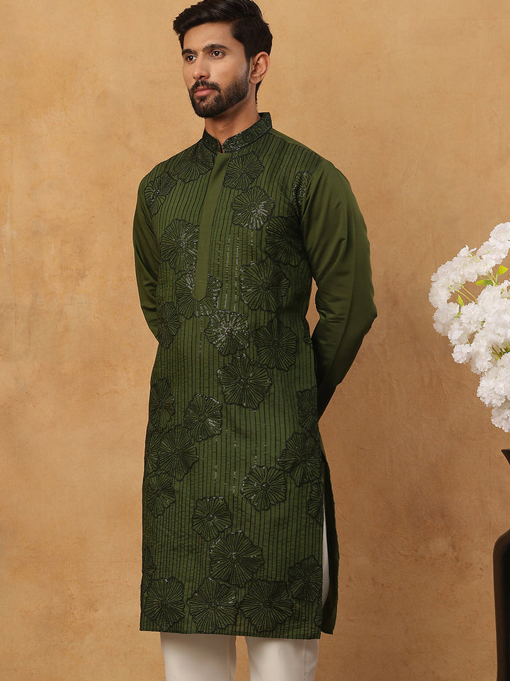 Silk Blend Embroidered Kurta