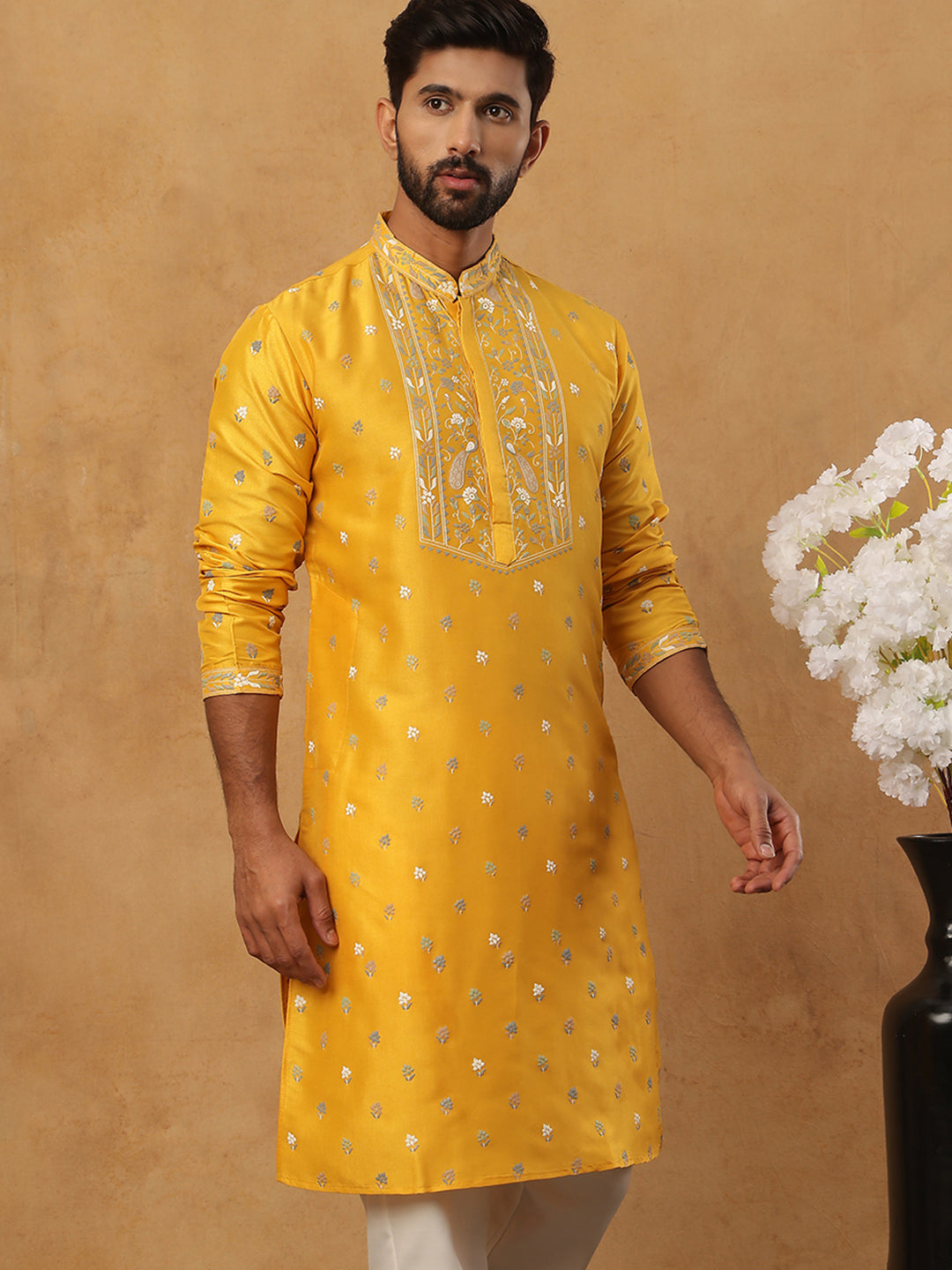 Men’S Festive Rubber Print Kurta