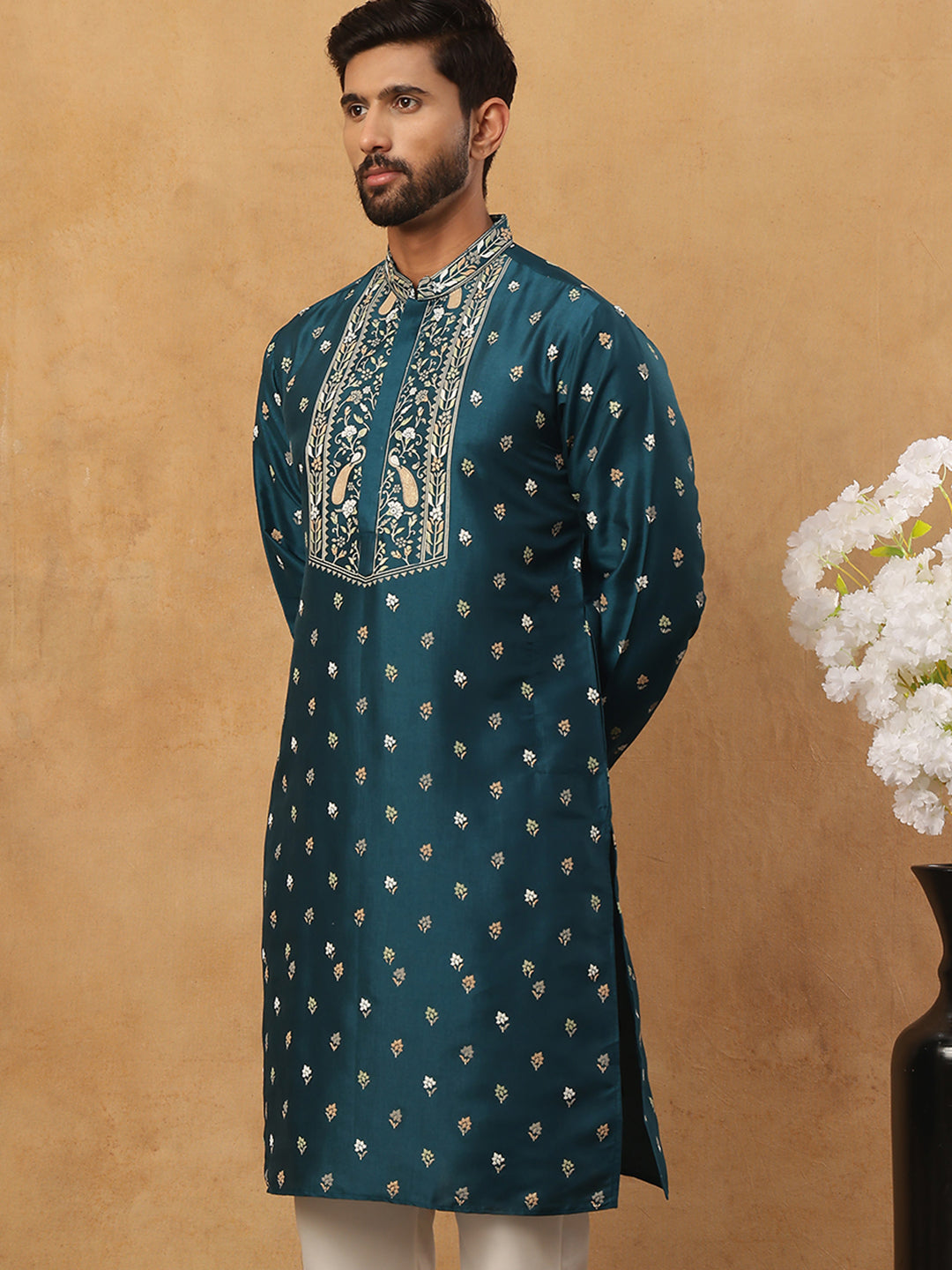Men’S Festive Rubber Print Kurta